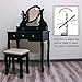 MAISMODA Vanity Table Set with 10 LED Lights, 5 Drawers Makeup Dressing Desk with Cushioned Stool Set (Black)