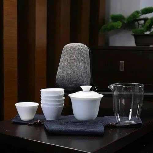 QIUMING Tetera de cerámica Blanca gaiwan con 3 Tazas, 4 Tazas, Juegos de té gaiwan, Juegos de té portátiles de Viaje, vajilla QIUMING Tetera de cerámica Blanca gaiwan con 3 Tazas, 4 Tazas, Juegos de té gaiwan, Juegos de té portátiles de Viaje, vajilla