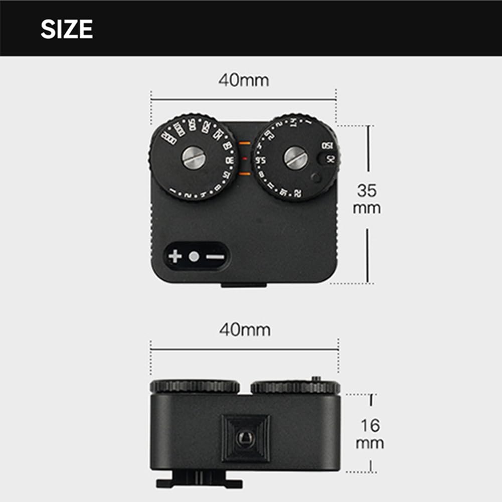 Light Meter II - Zapata fría para cámara de película DSLR, medidor de luz, 12 velocidades de obturación, accesorios fotográficos (plata)