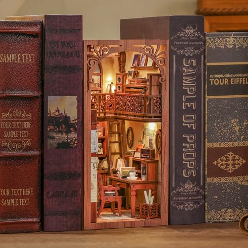 Image of CUTEBEE DIY Book Nook Kit, DIY Dollhouse Booknook Bookshelf Insert Decor Alley, Bookends Model Build-Creativity Kit with LED Light (The Secret Rhythm)