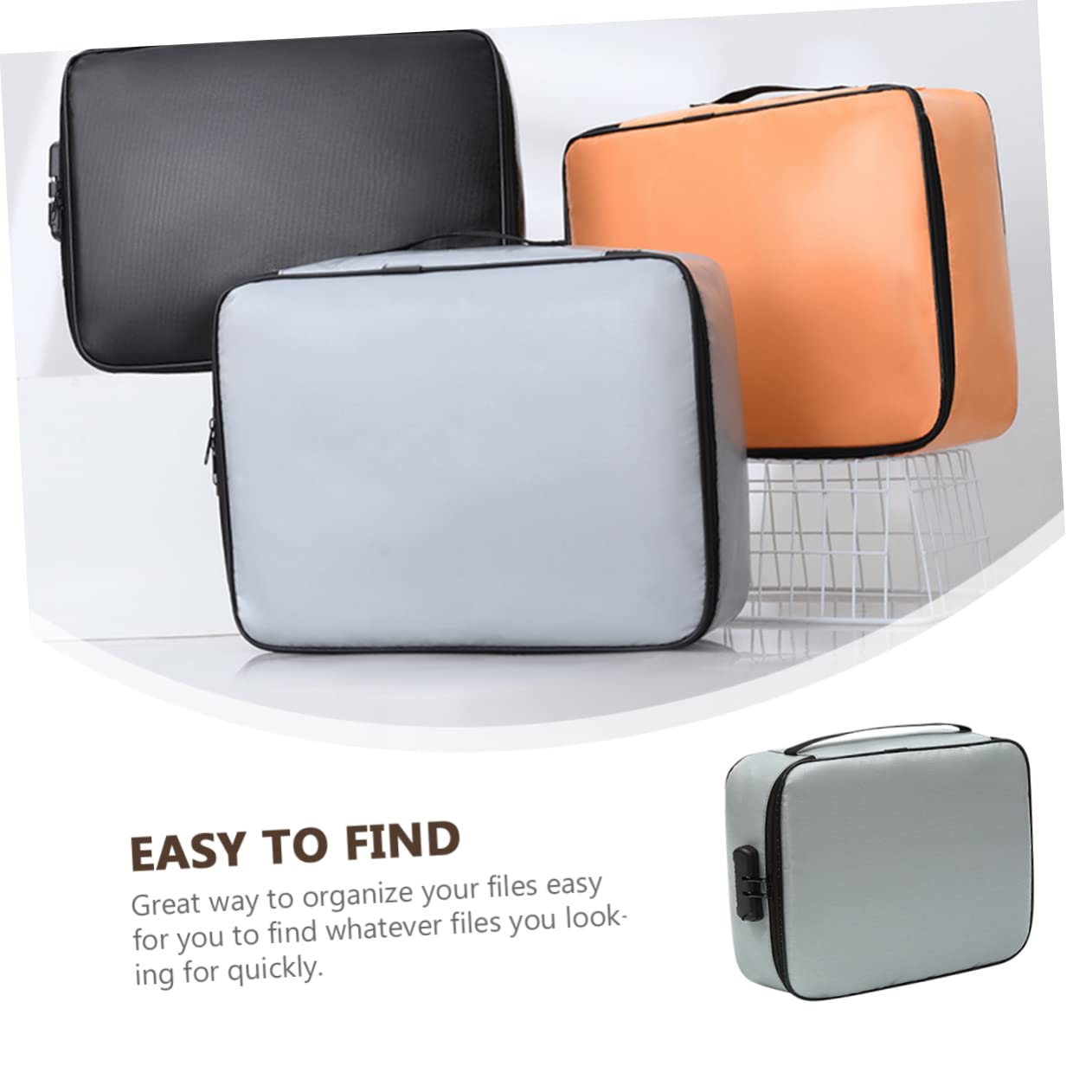 Borsa Documenti a 3 Strati in Fiberglass Fabric con Lucchetto | Capacità Ampia, Portatile per Viaggio e Uso Quotidiano, per Organizzare File e Documenti