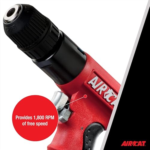 Aircat 4338 .6 Hp 3/8-Inch Composite Reversible Drill With Jacobs Chuck 1,800 Rpm , Red #TOP3