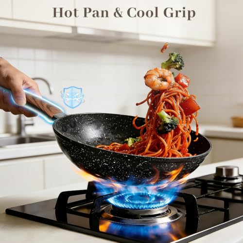 Image of Frying Pans Skillet - 9 Pieces Nonstick Frying Pan Set Includes 3 Sizes (8 inch / 10 inch / 12 inch), PFOA Free, Induction & Oven Safe, Easy to Clean for Home Daily Cooking