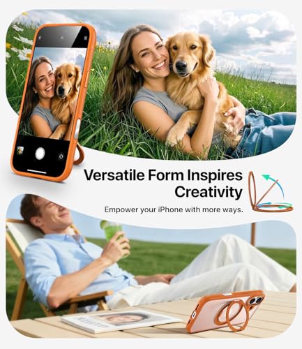 Image of for iPhone 17 Case, Compatible with MagSafe, Slim Shockproof Military-Grade Rugged Protective Case with Stand, Camera Control, Comfort Grip (D-Orange, iPhone 17)