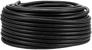 MUKCHAP 50 M Length ID 10 mm x OD 13 mm Corrugated Tube, Flexible Corrugated Conduit Tube, Corrugated Tube Cable Wire Tube Protection Pipe Hose for Car Tubing/Trunking, Black