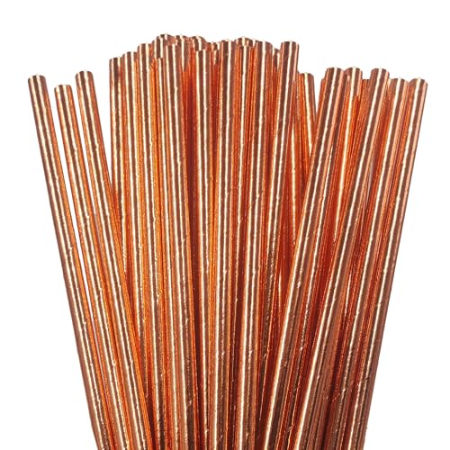 100Pcs Biodegradable Paper Drinking Straws (Rose Gold)
