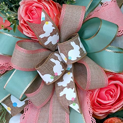 Easter Wreath For Front Door Decoration Easter Egg Bunny Flower Garland For Front Door Art Decor Spring Door Wall Window Decoration Supplies #TOP2