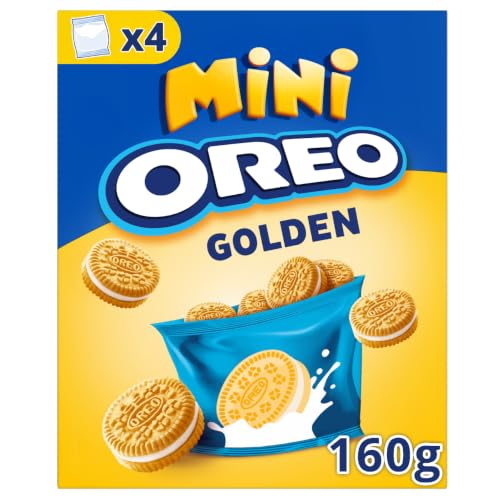 Oreo Golden Mini, Galletas Rellenas de Crema de Vainilla, las Galletas Oreo Golden son Perfectas para Disfrutar de una Merienda Rápida y Fácil, Paquete de 160 g