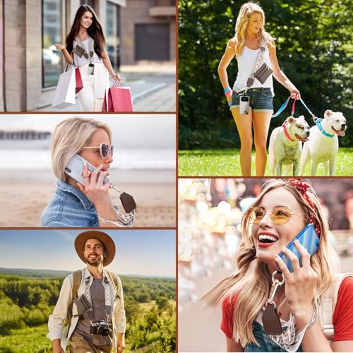 Image of XANGNIER Clip and Go Strap for Phone with Wallet Crossbody, Phone Strap with Zippered Wallet, Adjustable Anti Theft Cellphone Lanyard for Women, Cellphone Chain Accessories,Multicolor 5