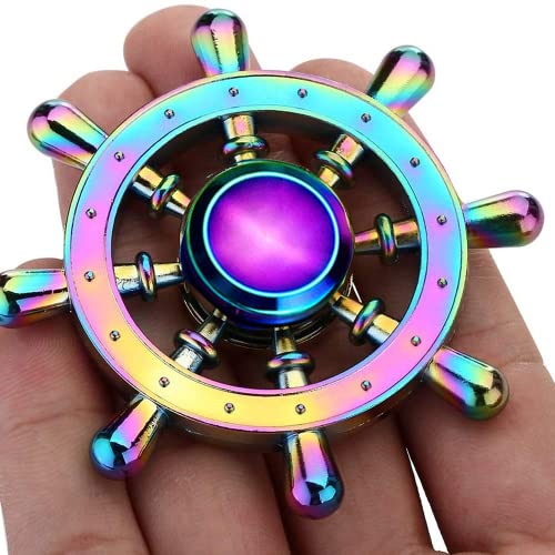 Image of Metal Fidget Spinner Toy for Kids Adults, Idea Anxiety Decompression Fidget Toy Set for Relief, Classroom Prizes for Boy Girl Teen, Rainbow Finger Spin Pack for Birthday Party(3PCS)