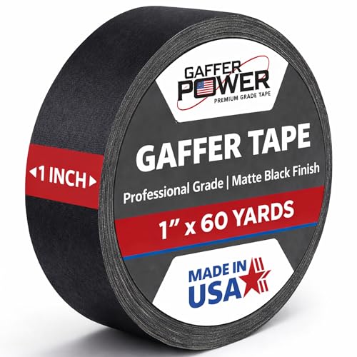 Image of Gaffer Power Black Gaffer Tape 1 inch x 60 Yards - No Residue, Narrow Precision Tape, Made in USA, Matte Non-Reflective Cloth Tape for Cable Management, Stage & Production