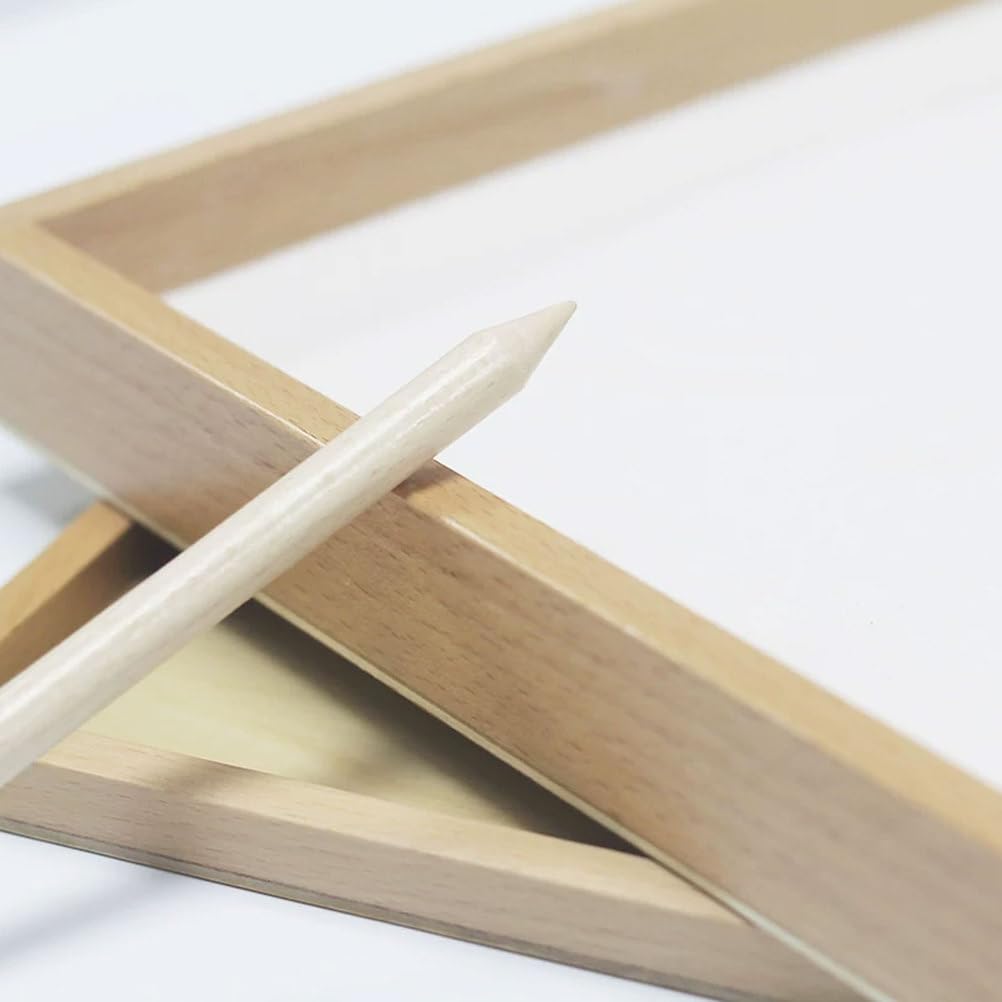 Vassoio per Scrivere nella Sabbia in Legno Montessori | Scatola Tracciare nella Sabbia con Stilo Legno, Giocattolo Educativo Disegno nella Sabbia Pre-Scrittura Scuola Materna