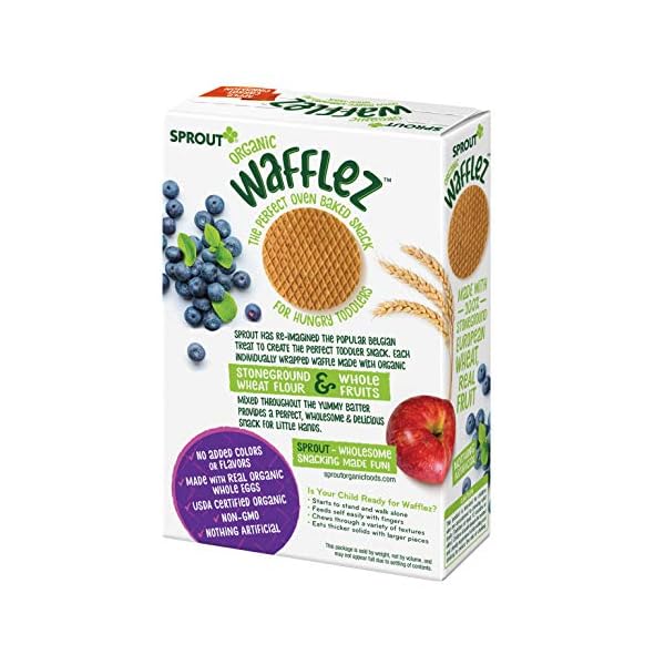 Sprout-Organic-Baby-Food-Stage-4-Toddler-Snacks-Blueberry-Apple-Wafflez-Single-Serve-Waffles-50-Count Sprout Organic Baby Food, Stage 4 Toddler Snacks, Blueberry Apple Wafflez, Single Serve Waffles 5 Count(Pack of 10)