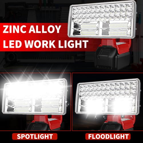 Image of DTEZTECH Cordless Work Light for Milwaukee 18V Battery, 40W 4200LM LED Work Light with 3 Modes, 9 inch Zinc Alloy Spotlight, Super Bright Jobsite Light for Camping, Outdoor /Indoor Use(Tool Only)