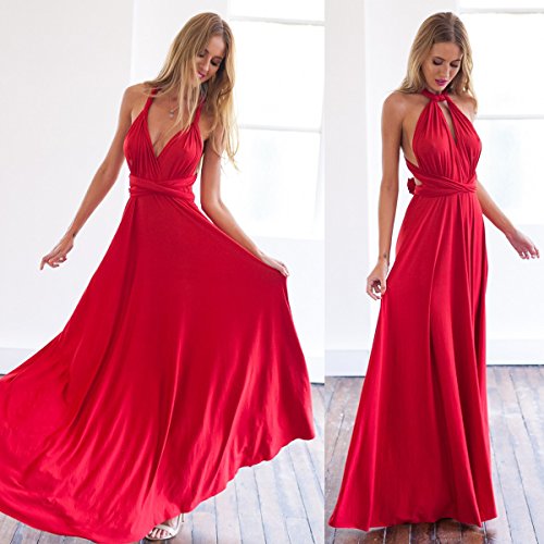 Image of Women Transformer Hi Low Evening Long Prom Dress Halter Convertible Multi Way Spaghetti Strap Wedding Cocktail Maxi Gown