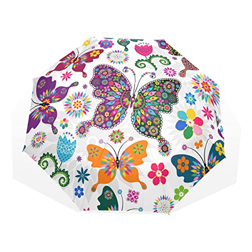 Parapluie 3 plis compact et robuste avec toile à motif ethnique coloré