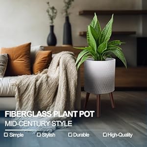 12 inches plant pot with stand large modern standing planters with drainage holes for indoor plants whitegray flower pots with legs  urban country home decor