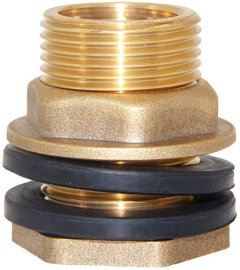 Joywayus 6pcs 1/2" Female 3/4" Male Soild Brass Water Tank Connector Theaded Bulkhead Fitting with 2 Rubber Ring Stablizing