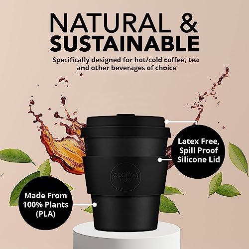 Ecoffee Cup 8oz 240ml Reusable Eco-Friendly 100% Plant Based Coffee Cup with Silicone Lid & Sleeve - Image 4