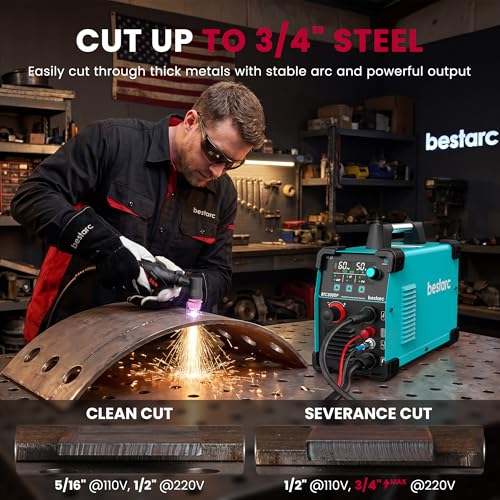Image of Bestarc 50A Plasma Cutter Machine [Pilot Arc], 110 /220V Dual Voltage, 3 /4 inch Max Cut on Steel, Aluminum & Copper, LED Display, Air Sensor, Post Flow, 2T /4T Mode DIY, Home Garage & Workshop