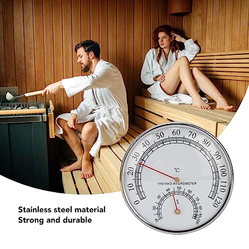 Thermo-Hygrometer, Innenthermometer, 2-in-1 0–120 °C Edelstahl-Saunaraumthermometer, Hohe Genauigkeit, Klare Skala, Mechanisches Innen-Hygrometer-Messgerät – Bild 4