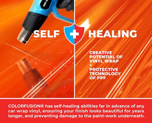 Image of ColorFusion PPF by VViViD, Gloss Flame Orange Dry Apply PPF Vinyl Car Wrap Roll 20ft x 5ft