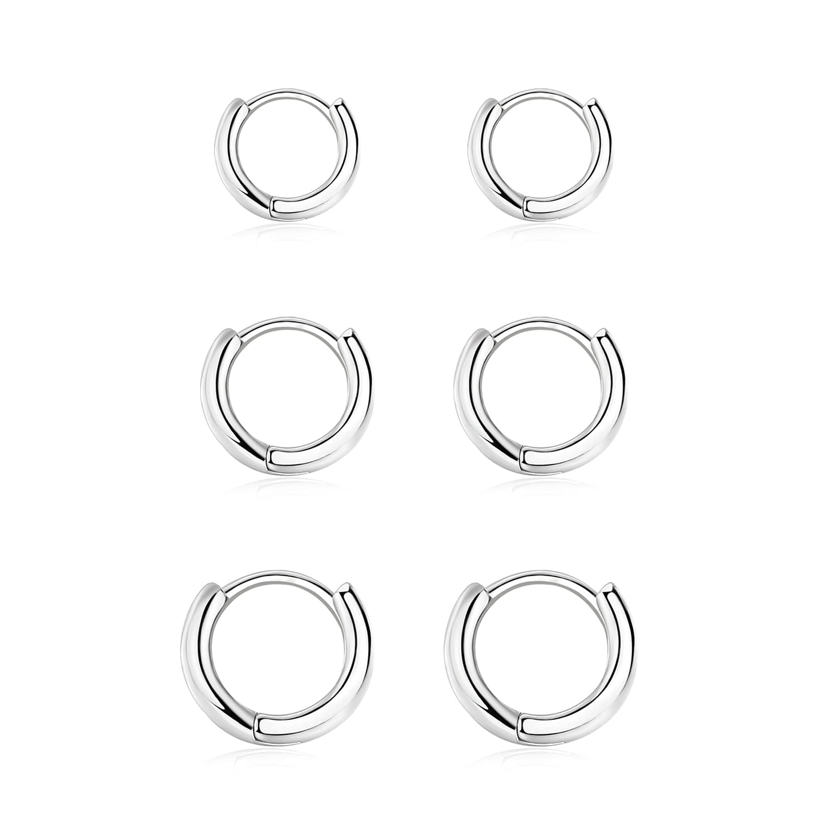 3 Paia Orecchini Cerchio Argento 925 per Donna, Orecchini Cerchio Piccoli Set Orecchini Donna Argento Orecchini Bambina Anallergici 8mm, 10mm, 12mm