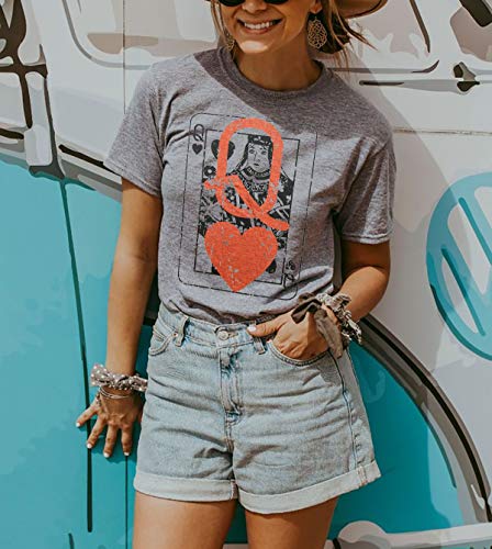 Q of Hearts T-Shirt Women Vintage Country Music Graphic Tee Casual Letters Print Short Sleeve Tops4