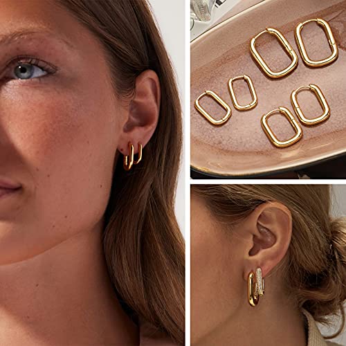 Gold Hoop Earrings for Women, 14K Real Gold Plated Lightweight Chunky Gold Hoops Earrings for Gifts3