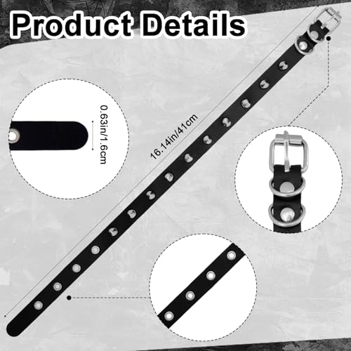 3 Pcs Spiked Choker and Bracelet Set, Punk Gothic Style Leather Necklace Bracelet Set for Women Men, Black3