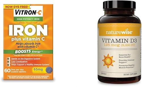 Vitron-C Suplemento de hierro de alta potencia con 125 mg de vitamina C sin tinte vegano sin gluten 60 unidades