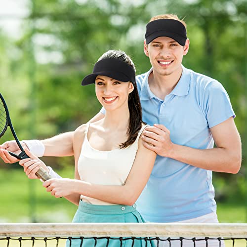 15 Pieces Sun Visor Hats Sport Wear Athletic Sun Visor Caps Adjustable Sun Protection Visors For Women Men (Black) #TOP1