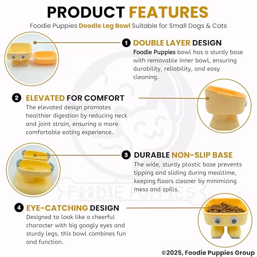 Image of Foodie Puppies Cat Detachable Food and Water Feeder - 300ml (Doodle Leg Bowl) | Durable, Anti Vomiting, Healthy Cat Bowl for Persian Cats Prevent Tipping Over | Feeder for Cats and Small Dogs