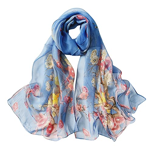 Women's Casual Graphic Print Color Block Shawl Scarf Wrap Silk Feel Long Satin Scarves for Women