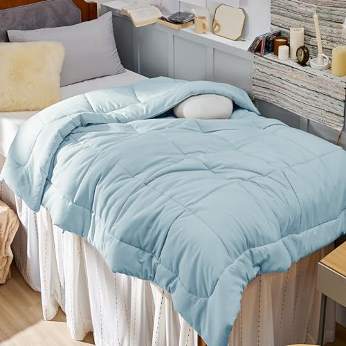 Image of Bedsure Comforter Duvet Insert - Quilted Comforters Twin Size, All Season Duvet, GentleSoft Down Alternative Bedding Blanket, with 8 Tabs, Gifts for Women /Men, Light Spa Blue, Twin 88 x 68 Inches