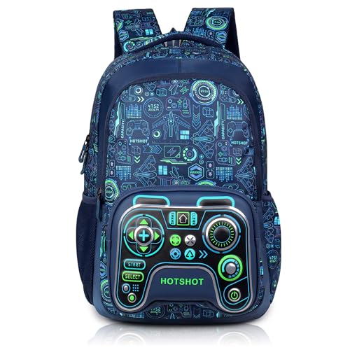 Image of HOT SHOT BAG GAMER 1446|3D EMBOSSED DESGIN|SCHOOL BAG|TUTUION|KIDS & CHILDRENS BACKPACK|WATER RESISTANT|18 INCH|FOR BOYS & GIRLS|32 LITERS BACKPACK