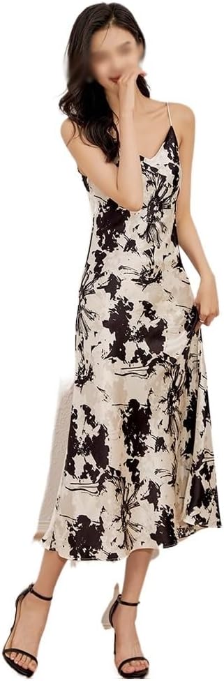 JSEIAJB Commuting Slimming and Slim Fitting Printed Camisole Dress for Ladies