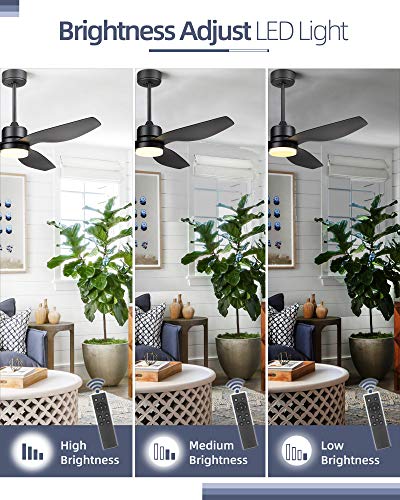 Image of YOUKAIN 52-Inch Smart Ceiling Fan with Lights, App & Remote, Matte Black