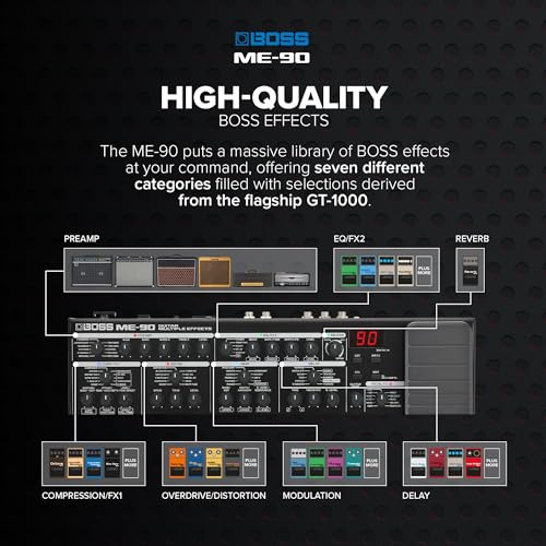 Image of BOSS ME-90 Guitar Multi-Effects | All-In-One Guitar Processor | 11 Onboard AIRD Amp Models | 60 Effects derived from the GT-1000 | 8 Multi-Function Footswitches & Redesigned Expression Pedal