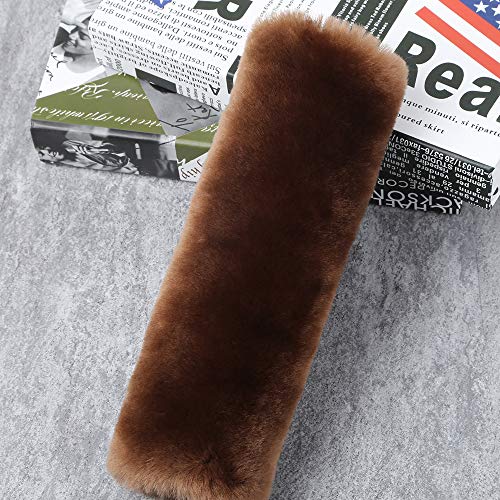 Image of OGLAND 2 Pack Sheepskin Car Seat Belt Cover Pads | Wool Seatbelt Cushions