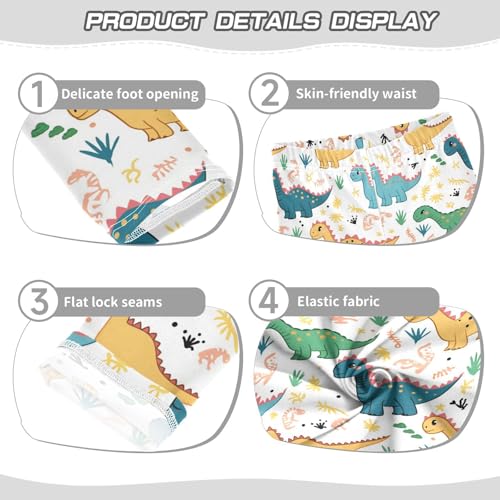 Wusikd Cute Dinosaurs Girls' Leggings Toddler Doodles Kids Yoga Pants Dance Active Tights 4T3