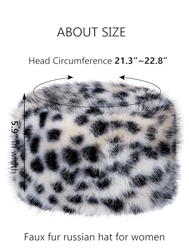 Image of LA CARRIE Women's Faux Fur Hat for Winter with Stretch Cossack Russian Style White Warm Cap