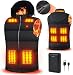 Rrtizan Men's Heated Gilet with Detachable Hood, 9 Heat Zones & Power Bank, 3-Temp Fleece Hunting Vest, Machine Washable for Hunting, Fishing, Camping (806-M)