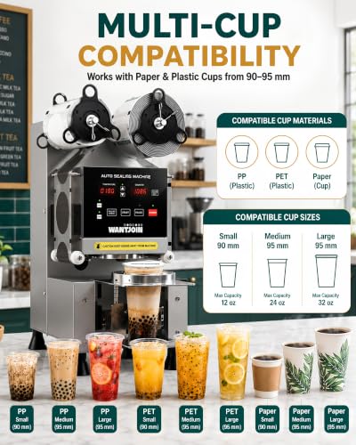 Image of WantJoin Cup Sealer Machine - Full Automatic Electric Boba Sealing Machine