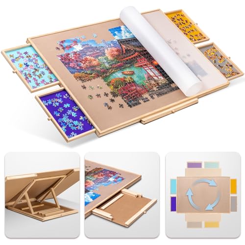 Cassetti in vari colori: progettati con 4 cassetti in diversi colori sia per ordinare pezzi di puzzle che per riporre quelli inutilizzati. Ogni cassetto è dotato di un magnete integrato per tenerli chiusi durante la conservazione ed evitare di perdere pezzi.