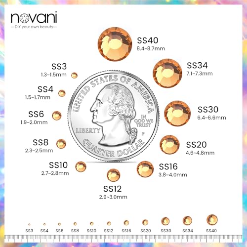 Image of Novani 1440pcs Flat Back Rhinestones Glass Stones Round Non Hotfix Gems for Crafts SS12 1440pcs Topaz