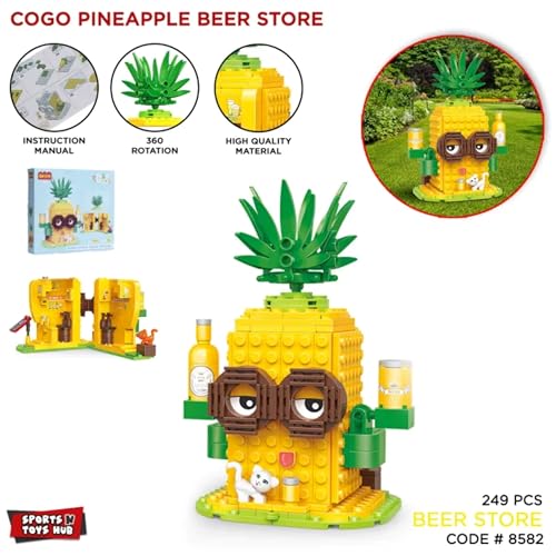 Image of Pineapple Refreshing Store Building Blocks Set - 249 PCS STEM Construction Toy for Kids 6+ | Creative DIY Fruit Shop Model | Educational Gift for Girls & Boys | Easy-to-Build Block Set