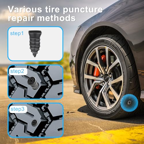 Image of 36pcs Tire Repair Rubber Studs, Vacuum Tire Repair Kit Spiral Rubber Studs, Tire Screw Plugs Quick Repair Tool, Motorcycle, Truck, Tractor Tire Flat Tire Repair Do-It-Yourself Tire Repair Studs