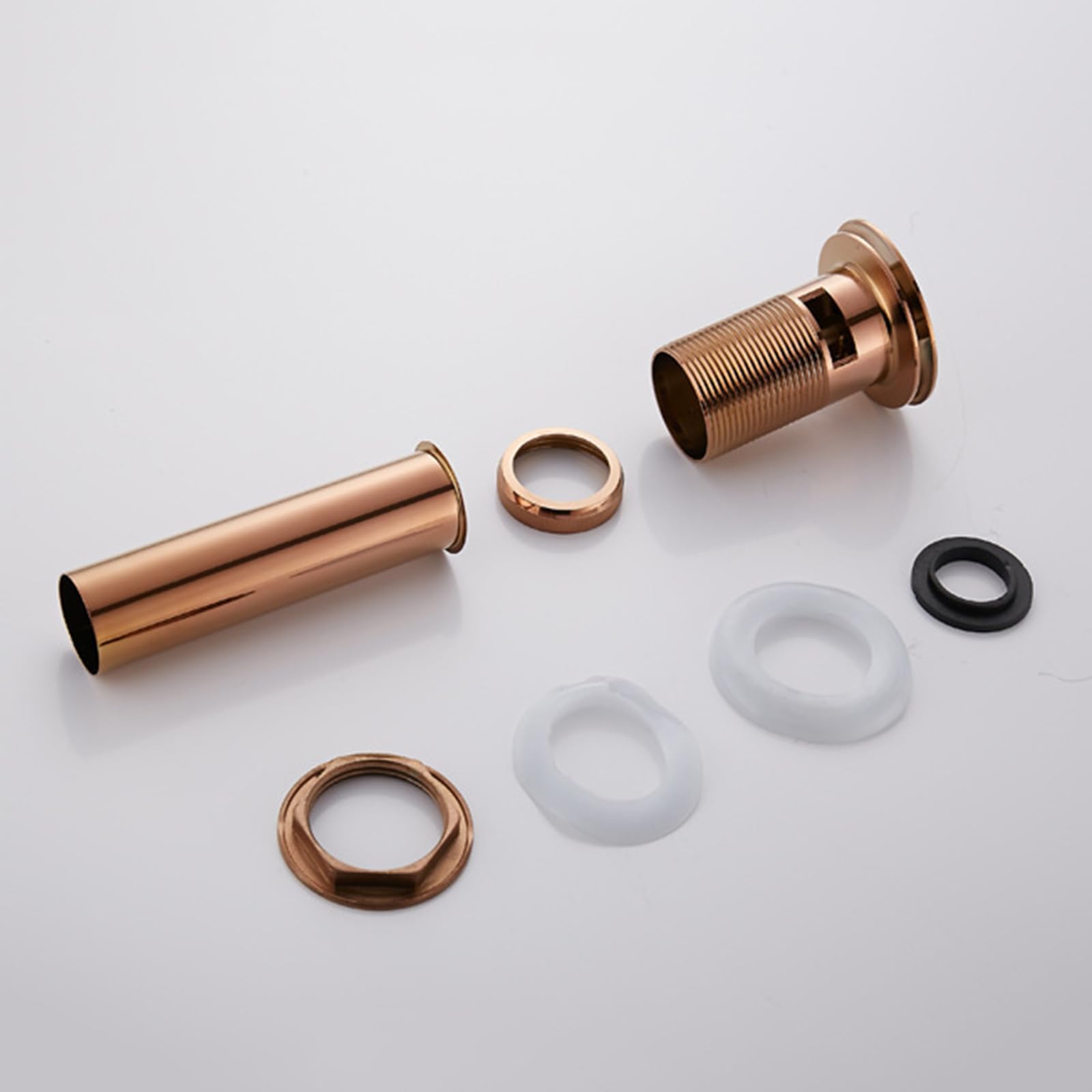 Kit di scarico pop up per lavandino del bagno, oro rosa, scarico per lavandino del bagno, scarico pop up per lavello del bagno, con foro di troppopieno, scarico rimbalzante in rame completo
