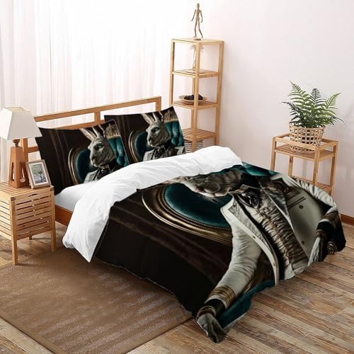 Housse de couette King imprimé 3D animaux microfibre douce Kangourou Bedding